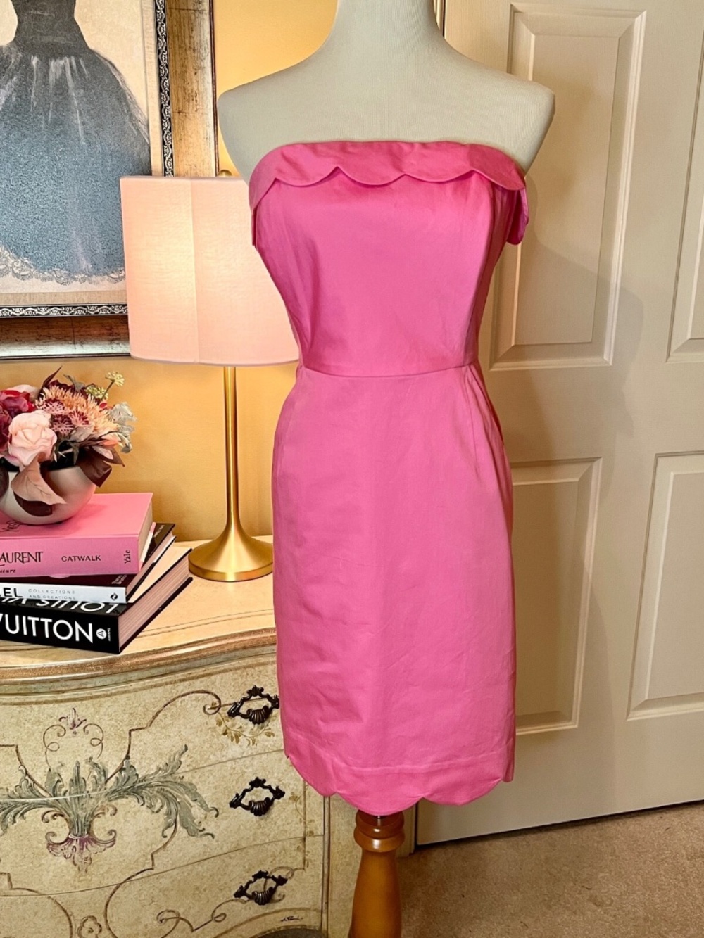 Vineyard Vines Pink Strapless Scallop Sheath Dress - Picture 3 of 7